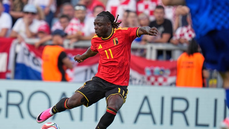 El belga Jeremy Doku durante el partido amistoso entre las selecciones de Croacia y Bélgica,...