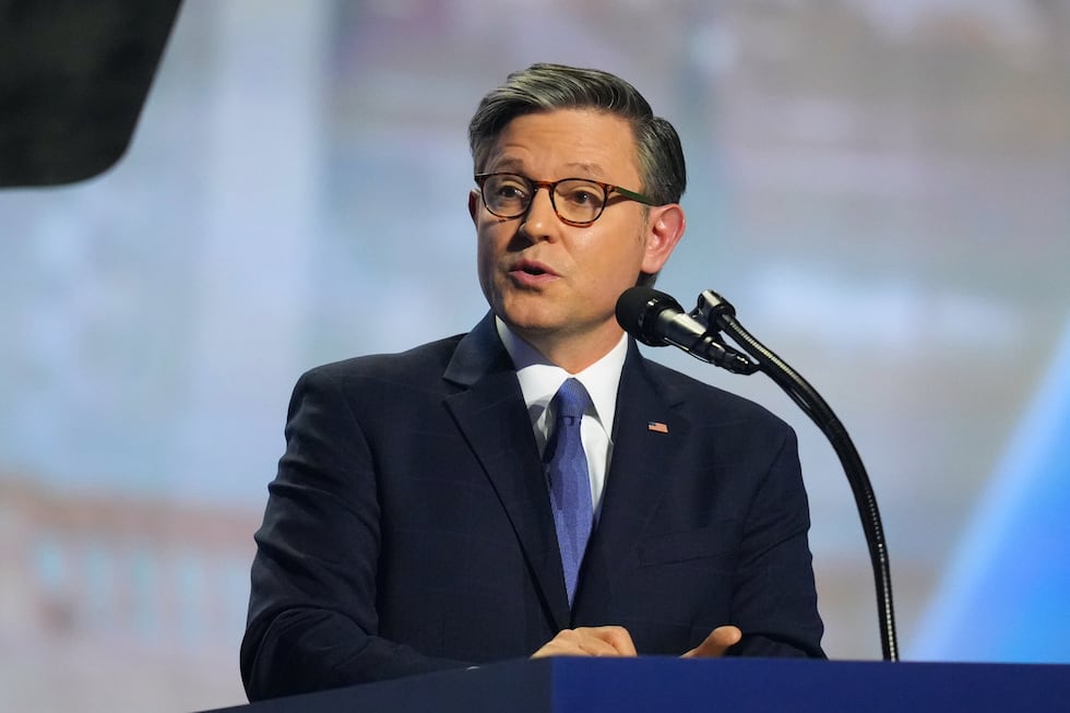 El presidente de la Cámara de Representantes, Mike Johnson, durante la Convención Republicana,...
