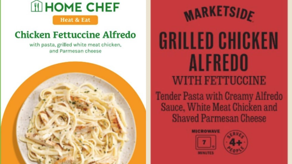 Imágenes de las pastas listas para calentar fettucini alfredo de pollo vinculadas al brote...